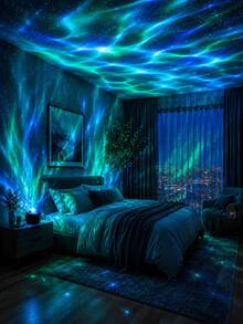 Aurora Galaxy Projection Lamp, 7-Color RGB Starry Night Light, USB 5V/1A Powered, Touch Control, Sound-Activated Rhythmic Light, Creates Dreamy Bedroom Atmosphere And Gaming Room Decor - Multicolor - View 3