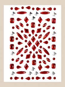 STARTTOOS Halloween Red Multi-Particle 3D Realistic Blood Stain Square Water Drop Geometric Face Rhinestone Stickers, Holiday Gift DIY Music Festival Party Face & Body Decoration - Multicolor - View 9