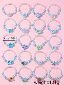 20Pcs Blue Heart Beaded Bracelets Gift Box For Girls, Kids Party Jewelry Birthday Gift - Multicolor - View 4
