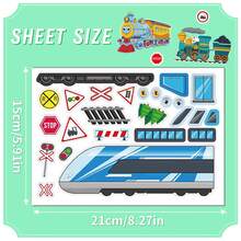 24pcs High-Speed Train DIY Children Stickers, Make A Face Design Train Image, Parent-Child Interactive Puzzle Toy, Develop Children's Brain, Holiday Party Gift, Gift Wrapping Sticker, Kindergarten Toy, Can Be Used For Home Decor, Stick On Table, Notebook, Balloon, Luggage, Refrigerator, Etc. - Mixed Color - View 3
