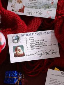 4 Styles Santa Claus Sleigh Driver's License Cards, Vintage ID Layout, Printed With Santa Claus Portrait And North Pole Reindeer Text, American Retro Fun Style Suitable For Winter Christmas, Can Be Used As Surprise Props For Christmas Gift Box Matching, Family Party, Holiday Interactive Cards - Multicolor - View 8