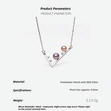 DARA S925 Sterling Silver Freshwater Pearl Necklace 4-5mm Colorful Beads Letter F Creative Versatile Gift Party Accessory - Letter F - View 4
