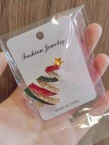 European Style Rhinestone Christmas Tree Brooch, Wavy Layered Five-Pointed Star Tree-Shaped Pin, Holiday Decorative Accessory For Sweaters, Coats And Bags,Christmas Deocrations,Thanksgiving Decorations For Home,Wedding Decoration,Stocking Stuffers - View 10