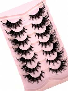7 Pairs 3D Faux Mink One-Piece Dense False Eyelashes - Black - View 1