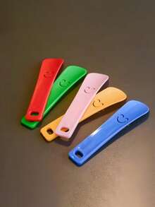 7pcs Colorful Smiling Face Portable Shoe Horns - Durable Plastic Material, Suitable For Boots And Sneakers, Protects Footwear, Washable, Home Essential - Multicolor - View 5
