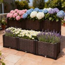 Rectangular Raised Garden Bed, Thickened Vegetable Planting Box, Herb Planting Box With Bottom Drainage Holes, Reinforced Plastic Garden Bed | Suitable For Indoor/Outdoor Use | Modern Minimalist Style | Perfect For Balcony Vegetable Gardening, Flower Planting, Herb Planting | Easily Create Your Own Home Mini Farm - Modular - Floor-standing - View 10