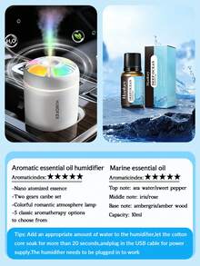 1pc 180ml Car Aromatherapy Humidifier With Colorful Gradient Ambient Light, USB Portable Power, Quiet Operation, Desktop Decor With Color Light, Car Mist Humidifier With 5 Essential Oils, Suitable For Indoor Decoration, Office And Car Use - A - View 15