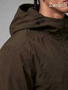 ZenBolt Winter Men Solid Drawstring Hooded Windbreaker Zip Up Lightweight Jacket Casual Active Outerwear Breathable Coat With Pockets For Men - Coffee Brown - View 5