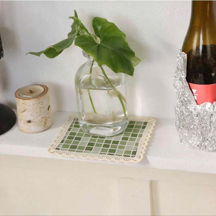 10pcs Polyester Coaster Reusable Cup Mat 10*10cm/3.9*3.9inch Bohemian Stylish Ideal For Coffee Tea Picnic Camping RV Travel Housewarming Gift Birthday Gift Holiday Present Tabletop Protection For Kitchen - Grass Green - View 4