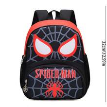Disney Back To School Marvel Avengers Spider-Man Spider Web Pattern Backpack, Women's Fashion Functional School Bag, Men's Backpack, Navy Blue, Royal Blue, Black 3 Colors Optional, Waterproof Wear-Resistant Oxford Cloth, Full Print Spider Web Pattern Big Eye Design, Spine Protection Breathable Pressure Relief Shoulder Straps, Dual Zipper Large Capacity Main Compartment, Front Storage Pocket, Mesh Water Bottle Side Pocket, Layered Storage, Marvel Merchandise, Men's Versatile Lightweight School Backpack - Backpack - View 9