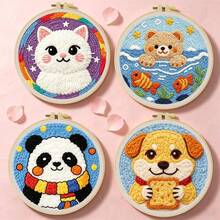 Kit Sulam Jarum Tusuk DIY untuk Pemula: Termasuk Jarum, Benang, Instruksi, Bingkai Sulam, Kain Pra-cetak dengan Pola Hewan yang Lucu. Dekorasi Dinding Buatan Tangan Kreatif atau Hadiah. Kit Jarum Tusuk 2D. Kit untuk Pemula/Menyenangkan/Santai. 20x20cm (7,87x7,87 Inci). - A - View 11