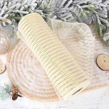 9M Metallic Deco Mesh Roll, Christmas Tree Decor, DIY Wreath Making Supplies, Gold & Silver Thread Mesh Fabric, Holiday Craft Decor Accessories - 1 Roll 9 Meters - View 4