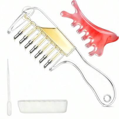 Set de 2 piezas de peines para almacenamiento y aplicación visible, (1 peine distribuidor y 1 peine de masaje) Peine distribuidor y de masaje para el cuero cabelludo, herramienta de cuidado diario del cabello, adecuado para esencia de cuero cabelludo fino, tónico y soluciones externas