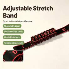1pc Yoga Resistance Band, Fitness Home Therapy Rehabilitation Elastic Band, Portable Full Body Stretching Strength Training Band, Multi-Function Resistance Band - Black and Red - View 5