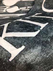 1pc Kitchen Rug With Letter Pattern, Vintage Polyester Kitchen Mat, Suitable For Kitchen And Room Decor - Grey - View 3