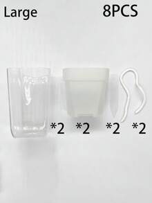 Maceta transparente de doble capa con autorriego, etiquetas para plantas, cuerda de algodón, maceta de plástico con escala, maceta de autorriego para suculentas de interior, decoración de escritorio para el hogar y la oficina - Multicolor - Ver 16