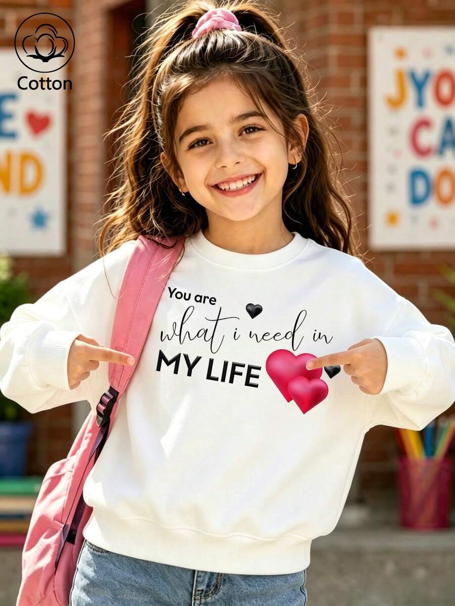 سترة رومانسية بتصميم قلبين مزدوجين وعبارة You are what i need in my life - أبيض - مشاهدة 1
