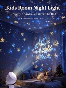 1pc LED Snowflake Projection Night Light, Dynamic Projection Lamp, USB Powered Adjustable Atmosphere Light, Suitable For Living Room And Game Room Decoration, Snowflake Theme Projection Light, Wall Rotating Decoration, 360° Rotating Dynamic Pattern Light & Shadow Decoration, Lighting, Lamp, Bedroom Lighting, Birthday, Party, Photography Lighting, Bulb, Christmas, Snowflake, Light, Projector, Suitable For Ceiling, House, Room, College, Holiday, Living Room, Bedroom, Event - Dynamic Projector Light - View 3
