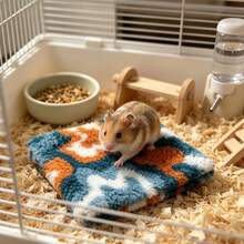 Plush Hamster Sleeping Mat, Random Pattern, Winter Warm Sleeping Mat, Plush Style, All-Season Hamster Sleeping Mat, Soft And Warm, Suitable For Small Hamsters, Christmas Gift, Halloween Gift - A-Blue - View 1