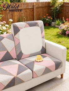 1pc Striped Print Milk Silk Sofa Cover, High Elasticity Dust-Proof Removable Washable All-Season Sofa Slipcover, Suitable For Patio, Garden, Poolside And Multiple Occasions, Single Piece Sold Not Set Sofa Protector - Multicolor - View 2