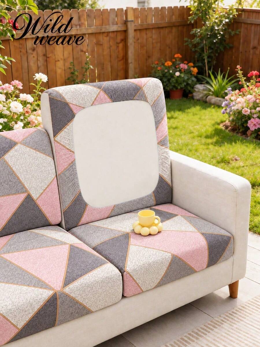 1pc Striped Print Milk Silk Sofa Cover, High Elasticity Dust-Proof Removable Washable All-Season Sofa Slipcover, Suitable For Patio, Garden, Poolside And Multiple Occasions, Single Piece Sold Not Set Sofa Protector