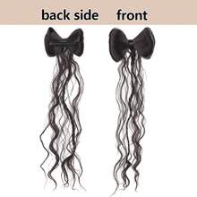Cross-Border Bow Half-Up High Ponytail Wig For Women, Braided Hair Bun With Alligator Hair Clip, Hair Accessory - Black - View 5