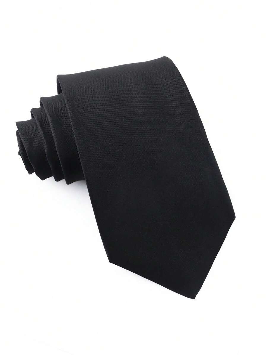 1PC Men's Minimalist Versatile 8cm Black Tie, Suitable For Daily Work, Weddings, Gatherings And Parties - Black - View 1