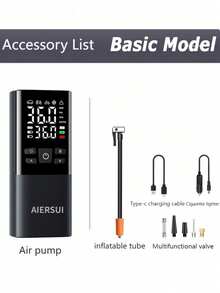 Car Tire Inflator Portable Air Compressor, 3x Faster, 150PSI With Auto Stop, Rechargeable, Pressure Gauge Display, Led Light, Car Accessories Automatic Air Pump For Motorcycle Bike Ball 11.1V/DC12V 2000mAh - Wireless - View 10