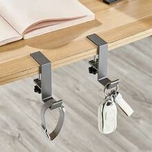 No-Drill Desktop Hook, Heavy-Duty Metal Clamp-Style Hanging Rack, Suitable For Office And Home Storage, Adjustable Screw-Fixing Bracket - Hook - View 8