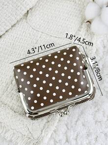Women's Polka Dot Printed Double Zipper Credit Card Storage Bag, Simple Casual Multi Card Clip, Detachable For Use, Multi-Purpose Card Bag - Coffee - View 8