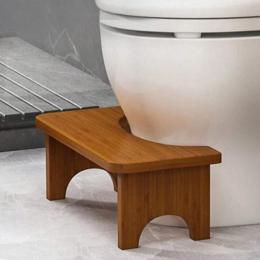 1PC Bamboo Toilet Stool, Improves Squatting Posture, Raised Platform, Bamboo Material, Suitable For Toilet & Bathroom - Changhong Brown 2 Layers - View 1