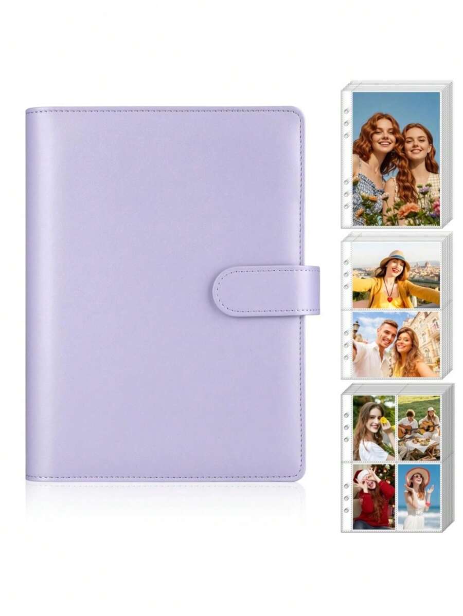 1pc Gold Foil Cover Insertable Photo Album With Inner Pages, Portable Photo Book, Family Memory Photo Storage Collection Album, Home Decor Gift, Birthday Gift, Couple Wedding Anniversary Photo Storage Book - Multicolor - View 1