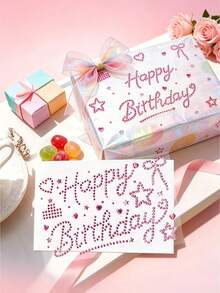 2pcs Happy Birthday Rhinestone Letter Theme Decorative Sticker Set, With Exclusive Tweezers, Self-Adhesive, Luxury Shiny Party Rhinestone Decor Stickers, With Heart Star Bow Patterns, Suitable For Birthday Cake Decoration, Gift Box Packaging, Party Balloon Decoration, Gift Wrapping Decoration Stickers - Happy Birthday Rhinestone Sticker - View 3
