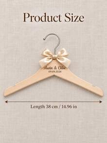 1pc Personalized Engraved Wedding Wooden Hanger, Custom Names & Date Bridal Dress Hanger With Satin Ribbon Bow, Wedding Keepsake, Bridal Shower Gift For Bride, Wedding Photo Prop - Multicolor - View 7