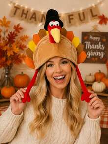 1pc Thanksgiving Turkey Hat, Humorous Creative Performance Costume Hat, Unisex, Party Costume Accessory, Holiday Celebration Gift - Multicolor - View 3