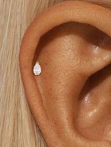 EleRunis 1pc 925 Sterling Silver Classic Asymmetrical Marquise Square Flat Back Cartilage Stud, Suitable For Helix, Conch, Cartilage, Ear Rim, Threaded Piercing Delicate Jewelry, Perfect For Daily Wear And Party - Gold - View 5