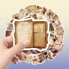 50pcs Vintage Coffee & Artistic Element Pattern Stickers, Suitable For Decorating Laptop Stickers, Laptop Decals, Electronic Product Shell Decals, Phone Case Graffiti Stickers, Can Be Used For Party Gifts, Holiday Gifts, Easy To Share With Friends - 50pcs - View 2