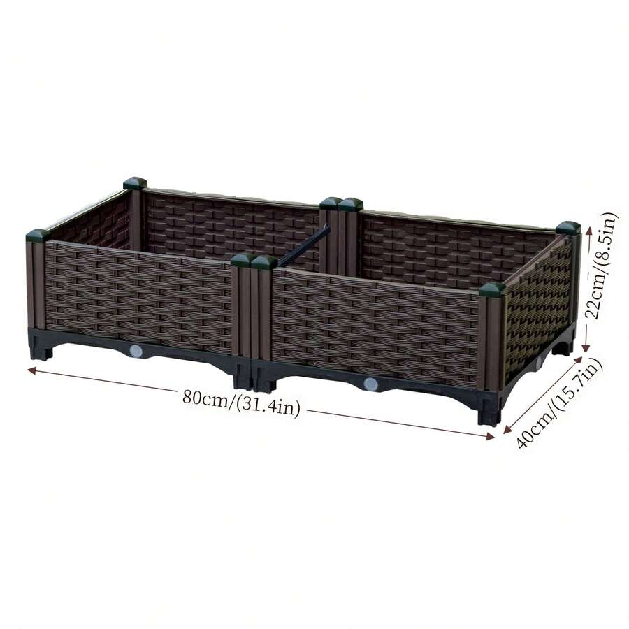Raised Large Planter Box, Thickened Durable Plastic Material, Upgraded Reinforced Rods, Drainage Hole Planter, Multi-Functional Flower Box, Multi-Component Garden Bed, Ideal For Home Yard, Garden, Balcony - Standard Edition - View 1
