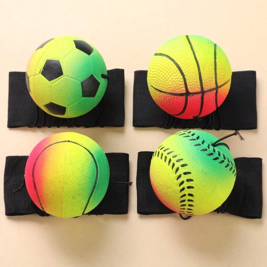 1 Pieces Balls With Elastic Band, Ball With Wrist Strap, Neon Bounce Bal - Multicolor - View 1