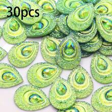 30pcs/Pack Large Teardrop Shaped Resin Peacock Tail Sequins, 18*25mm Eye-Shaped Resin Diamonds, AB Color Resin Crystals, Suitable For DIY Dance Costumes - Multicolor - View 17