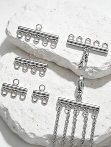 10 Per Pack Stainless Steel Multi-Layer Chain Clasp Connectors DIY Jewelry Accessories Connectors - Silver - View 2
