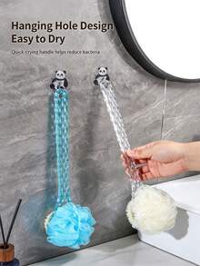 1pc Stylish Diamond Textured Double Sided Bath Brush, Long Handle & Soft Bristle Detail, Exfoliating Back Scrub & Massage Function, Back Bath Body Brush, For Home Bathroom Daily Shower Use, Bathroom Essentials For Body Skincare - Multicolor - View 6