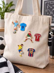 FIFA 8pcs Football Player & Jersey Brooch Set, Messi, Ronaldo, Neymar, Haaland Zinc Alloy Metal Lapel Pin Set, Suitable For Backpack, Jacket, Clothing, Bag, Football Fan Gift - Multicolor - View 5