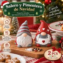 Ceramic Gnome Salt And Pepper Shaker Set, Decorative Christmas Spice Dispensers For Dining Table And Kitchen, 2-Piece Set, 6.1x5.5x8.5cm - Multicolor - View 3