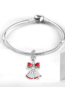 1pc Heart-Shaped Rhinestone Eiffel Tower Pendant Bead For Bracelet DIY, Women's Jewelry Daily Matching Decoration, Girls Accessory - Silver - View 11