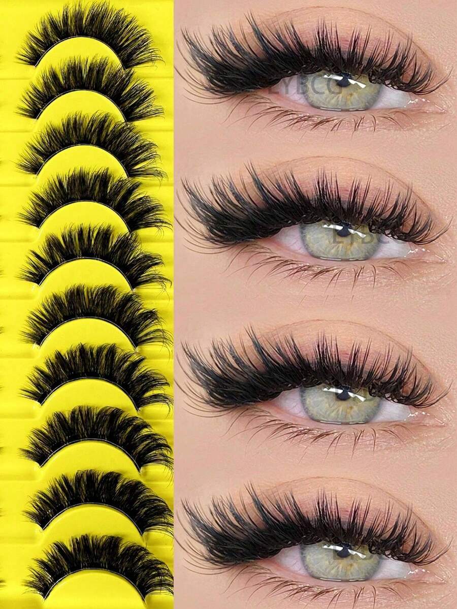 2026 New 10 Pairs Cat Eye False Eyelashes, Natural Soft Long Style, Transparent Stem, Cartoon Style, Suitable For Exaggerated Makeup, Reusable, Easy To Wear, Create Natural Makeup Look, Suitable For Daily, Party, Wedding, Holiday And Other Occasions - View 1