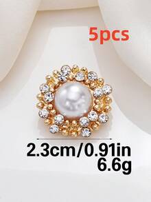 5pcs Luxury Round Pearl Rhinestone Inlaid Zinc Alloy Buttons, Decorative Sewing Fasteners For Suit, Overcoat, Garment DIY Decoration - Multicolor - View 13