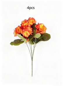 4pcs Set Artificial Geranium Flowers, Outdoor Autumn Decoration, 4 Bundles Silk Texture Realistic Fake Autumn Floral Plants, Suitable For Front Door, Garden Planters, Patio, Balcony, Yard, Home Indoor, Orange Yellow - Multicolor - View 7