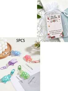 1/5pcs Colorful Glowing Sea Turtle Pendant Keychain, Cute Fluorescent Ocean Turtle Bag & Wallet Charm, Car Key Chain, Back To School & Holiday Accessory - Multicolor - View 18