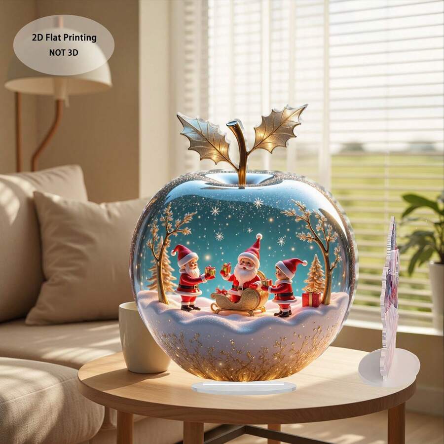 New Christmas Apple Warm Scene 2D Flat Printed Acrylic Standee Christmas Home Desktop Decor Gift Ornament - A - View 1